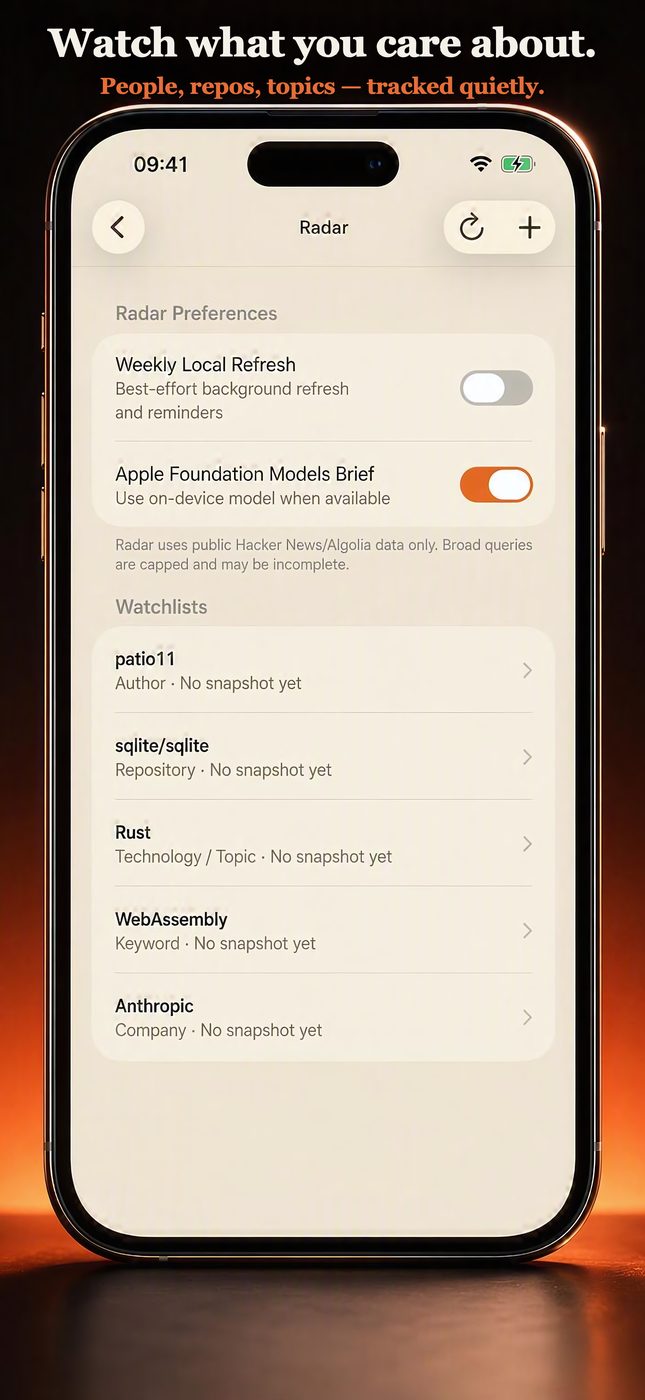 Radar watchlists screen